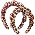 Ztomine Spa Headbands for Washing Face or Facial, Set of 2 Skincare, Terry Cloth Headband Wash Headband Combo Pack - Puffy Makeup Headbands for Face Washing, Mask, Skin Treatment - color: Leopard1-Leopard2