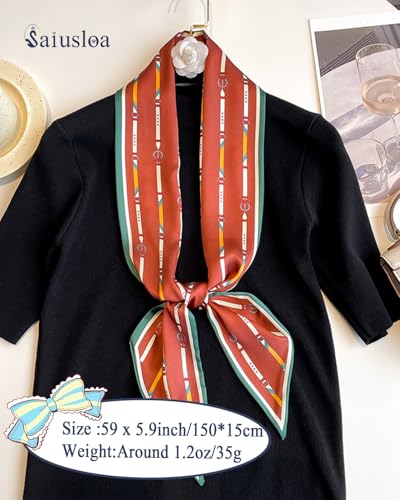 Purse Scarf For Handbags Head Scarves For Women's Hair Bags Scarfs Long Skinny Scarves Fashion Silky - color: A24-color of Jujube