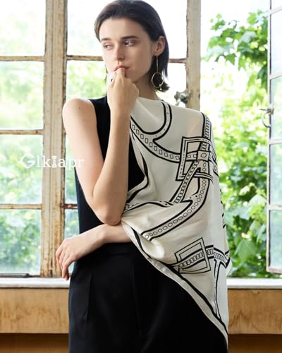 Satin Bandana Headscarf for Women Silky Hair Scarves for Fashion Lightweight - color: 26-black and White Geometric Shapes