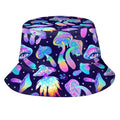 NASIAN Psychedelic Trippy Rave Bucket Hats for Women Men Outdoor Travel Beach Sun Hat Festival Outfits - color: Mushroom