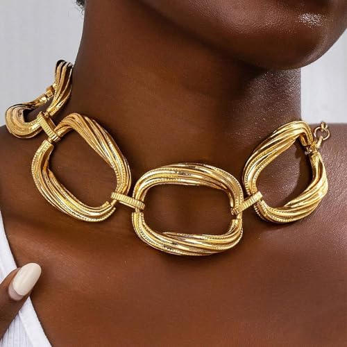 choice of all Chunky Gold Necklace Statement Necklace for Women Punk Chain Thick Gold Choker Jewelry Trendy Birthday Gifts - color: N1:chunky gold necklace