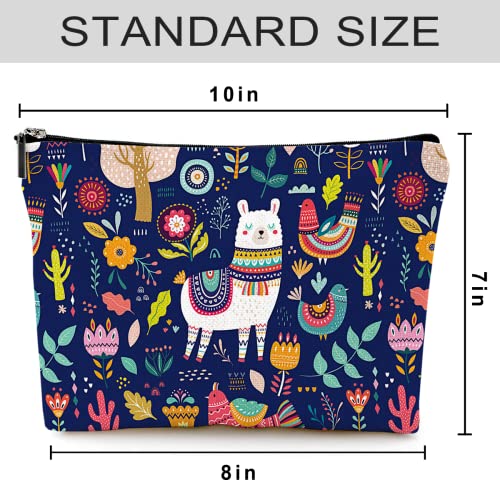 Cute Makeup Bag for Purse Canvas Waterproof Funny Cosmetic Bags for Women Zipper Travel Toiletry Pouch-Alpaca Makeup Bags-Navy - color: Alpaca Makeup Bags-Navy
