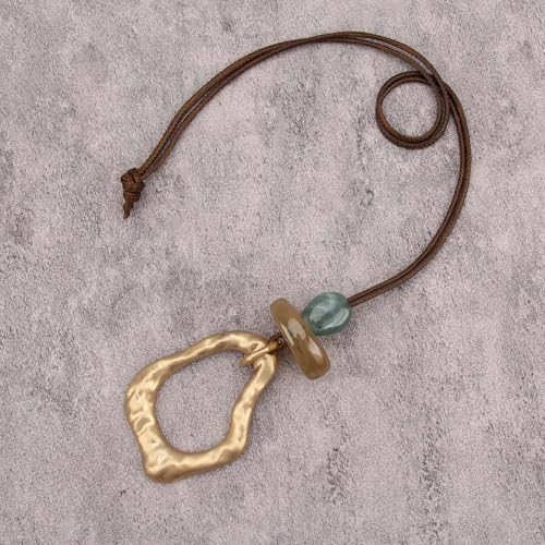 Jeilwiy Leather Necklace for Women Funky Necklace Choker String Cord Necklace with Pendant Boho Style Jewelry - style: Irregular Pendant Necklaces