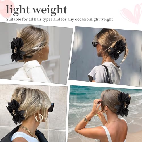 Bow Claw Clips Bow Hair Clips Black 1PCS Big Hair Bows for Women Butterfly Styling Large Hair Clips for Thick Hair for Girls Hair Accessories for Teens - color: 1PC-Black