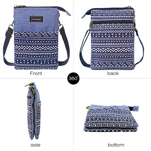Roomy Cell Phone Purse Wallet Canvas Small Crossbody Purse Bags with Shoulder Strap For Women teen girlsl | Roomy - color: P-blue