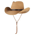 Wide Brim Straw Cowboy Hat for Men Women Western Cowgirl Sun Hat Packable UPF 50+ Beach Cap Shapeable Fedora Panama Cap - color: Khaki
