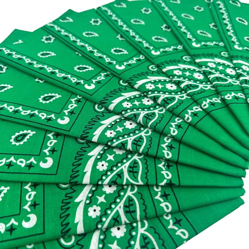 Vamqor 100% Cotton 10 Pack Fine Bandanas - color: Green