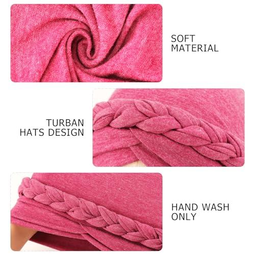 DRESHOW Turban Pre-Tied Twisted Hat Thread African Head Wraps for Black Women Chemo Cancer Cap Braid Hair Cover - color: 1 Pc Twisted Braid: Begonia Red