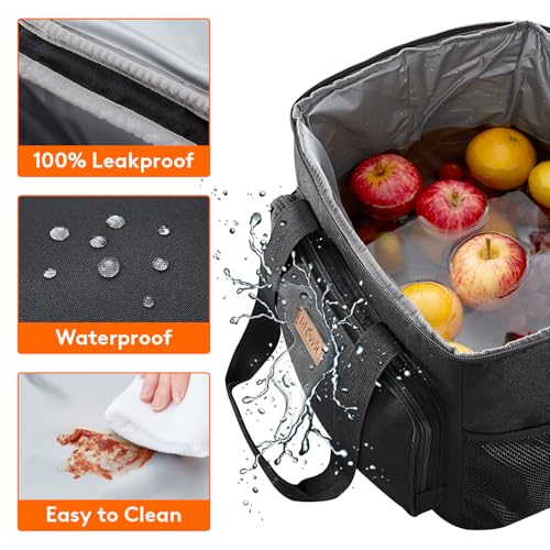 Lifewit Large Lunch Bag, Insulated Lunch Box, Soft Cooler Cooling Tote for Adult Men Women, Black 40-Can (24L) - color: Black, size: Jumbo(24L)