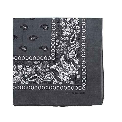 Motique Accessories 22 Inch Cotton Paisley Bandana - color: Dark Grey