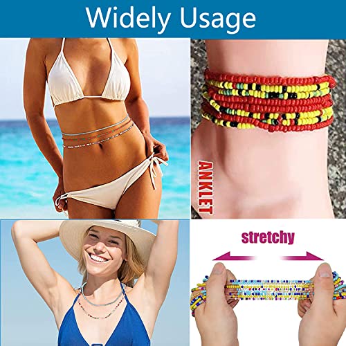 TOBENY SHIWE 24PCS Waist Bead Chains for Women Colorful Summer Body Chains Belly Beads Bikini Jewelry Chains Bead Waist Chains Set - style: Style D