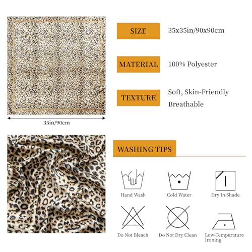 QIUTIMIY 35"x35" Like Silk Head Scarf for Women Satin Feel Large Square Scarf for Hair Wrapping and Sleeping Fashion Bandana - color: (90cm)square Scarf 14