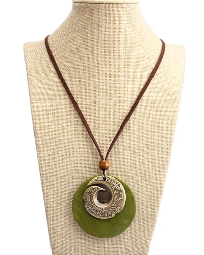 Jeilwiy Leather Necklace for Women Funky Necklace Choker String Cord Necklace with Pendant Boho Style Jewelry - style: Vintage Gold Pendant
