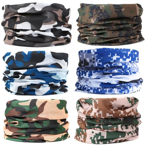 6-Pack Balaclava Face Mask for Men & Women - UV Protection Neck Gaiter, Multi-Use Cycling Mask & Breathable Headband - color: Mixed Color