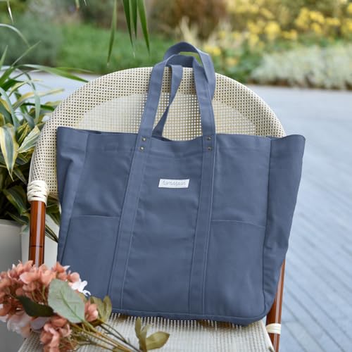 HOMESPON Large Canvas Tote Bag for Women Everything Bag with Pockets and Laptop Sleeve - color: Blue