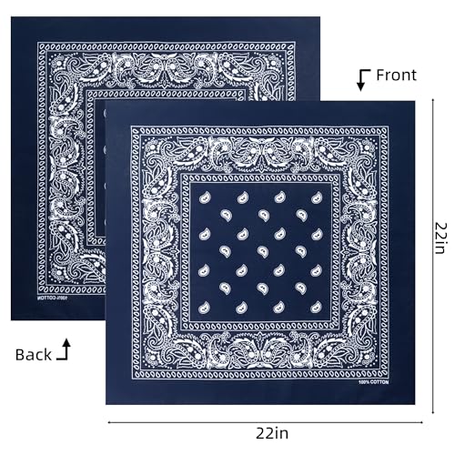 Raylarnia 8 PCS 100% Cotton Bandanas, 22 Inchs Multi-Purpose Bandana Scarfs Headbands for Men and Women - color: 4-navy Blue/4-royal Blue