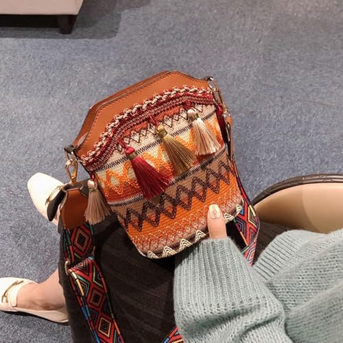 Handmade Native American Handbags, Woven Tassel Bucket Bag, Vintage Bag for Women Travel - color: 1pc-e