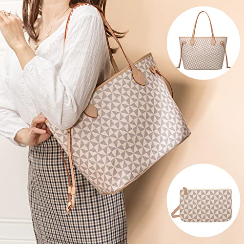 Lacel Urwebin Handbags for Women Designer Fashion Purses Top Handle Satchel Shoulder Bags 2pcs with Small Wallet (White) | Top Handle Satchel
