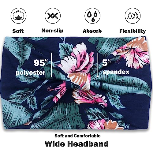 IVARYSS Wide Headbands for Women, Knotted Head Wraps Turbans, Large African Style Head Bands Hair Accessories, 6 Pack (Floral) - color: Floral