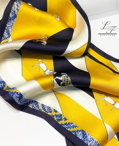Hioyiwse Head Scarf Hair Neck Scarves For Women Purse Bag Scarfs For Handbags Silky Long Thin Satin Headscarf Fashion - color: B24-yellow Lightning Horse