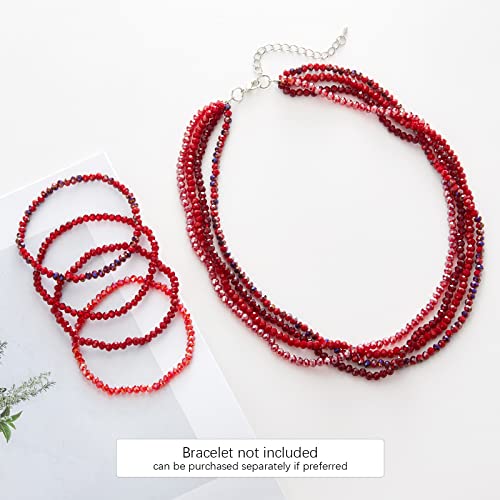 Noessla Beaded Statement Necklaces for Women Layered Chunky Bead Necklace Fashion Costume Jewelry Gifts for Mom - color: 029-Red