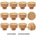 ANPHSIN 12 Pack Boho Wood Dresser Drawer Knobs- Handmade Rattan Woven Cabinet Knobs Pulls Handles with 24 Screws for Home Nursery Furniture - style: Round Rattan (12 Pcs)