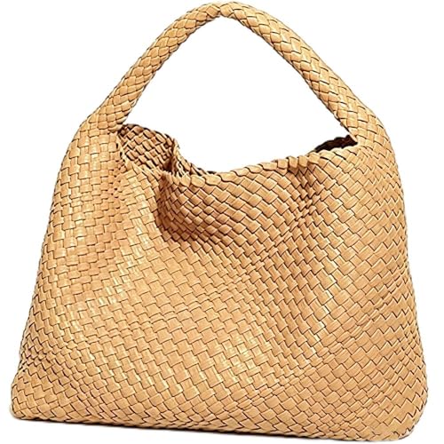 Geelyda Woven Tote Bag for Women with Purse, Fashion Shoulder Hobo Underarm Bags, Large Woven Handmade Work Commuter Day Bags - color: Apricot