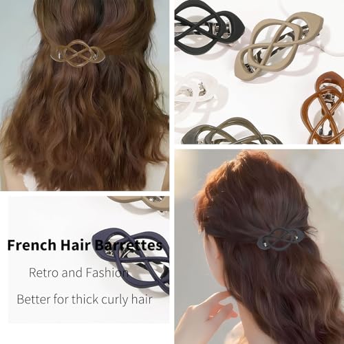8 PCS Vintage French Barrette Hair Clips for Thick Hair, Small Matte Glossy Stylish Classic Barrettes Retro Elegant Hair Accessories for Women Girls
