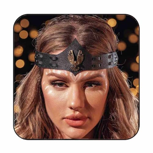Yean Black Leather Headband Viking Headpiece Halloween Gothic Hair Band | Eagle Costume Women Headband Men Cosplay Hair accessories