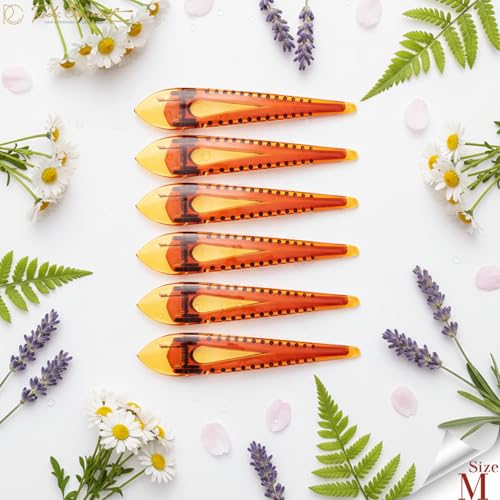RC ROCHE 6 Pcs Duck Bill Alligator Hair Clips for Women Sectioning Flat Claw Long Thick Hair Inner Teeth Curved Styling Jaw Strong Secure Grip Salon, Medium Brown - color: (Medium) Brown
