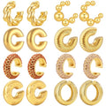 NEWITIN 8 Pairs Chunky Gold Ear Cuff Earrings for Women Trendy Thick Ear Cuffs Non Piercing Clip On Earrings Large Cuff Earring Cartilage Clip for Women - color: Gold/8 Pairs