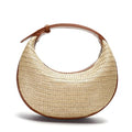 Herald Straw Crossbody Bag for Women Beach Woven Hobo Handbag Summer Chic Crescent Shoulder Purses with Adjustable Strap - color: Brown