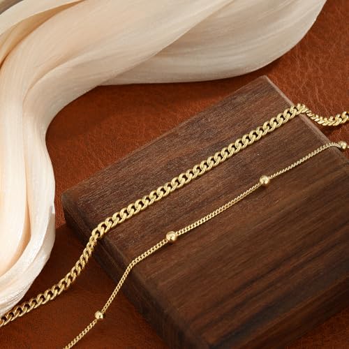 Kyerlyn Body Chain for Women 14K Gold Plated Waist Beads Chain Gold Belly Belt Cuban Layered Body Chains Waterproof Adjustable Sexy Bikini Beach Body Jewelry Daily Belts Gifts for Women 26.5-33Inch - style: Cuban+ Bead