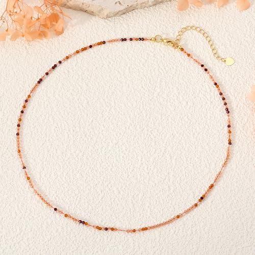 JSJOY Tiny Crystal Beaded Choker Necklaces for Women Colorful Beaded Necklace Dainty Choker Necklaces Simple Boho Jewelry Gifts for Teens Handmade Shining Bead Necklaces Gifts - color: Brown
