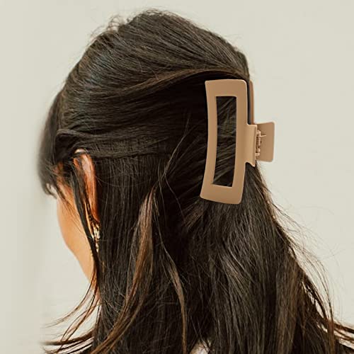 5 Inch XL Hair Clips, Strong Hold Oversized Non-slip Square Clips for Thick Long Curly Hair - 6 Colors, Matte Jumbo Gift Set - color: Brown