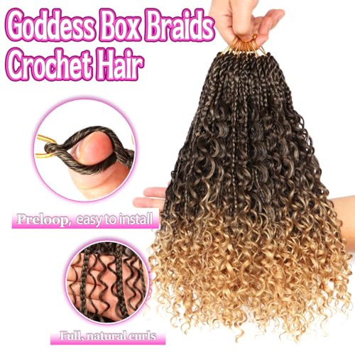 Goddess Boho Box Braids Crochet Hair-8 Packs 14 Inch Crochet Box Braids for Black Women Pre Looped (T27, 14 Inch (Pack of 8)) - color: T27, size: 14 Inch (Pack of 8)