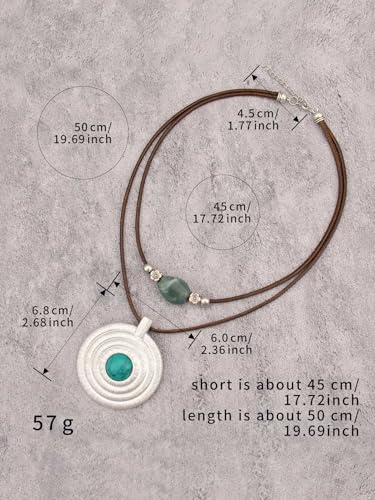 GelConnie Boho Necklaces for Women Cowgirl Necklace Stone Leather Cord Pendant Necklaces With Beads Long vintage Layered Choker Necklace - style: Chunky Boho Long Necklace