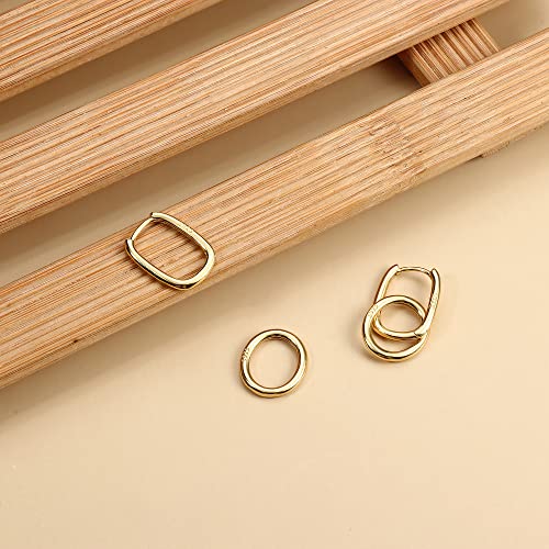 MILACOLATO 925 Sterling Silver Hoop Earrings for Women 18K Gold/Rhodium Plated Drop Dangle Hoop Earrings with Charms Cross Spike Moon Star Paperclip Link Statement Earrings Convertible Link Huggie Earrings Hypoallergenic - color: Gold Tone : Hoop with Dan