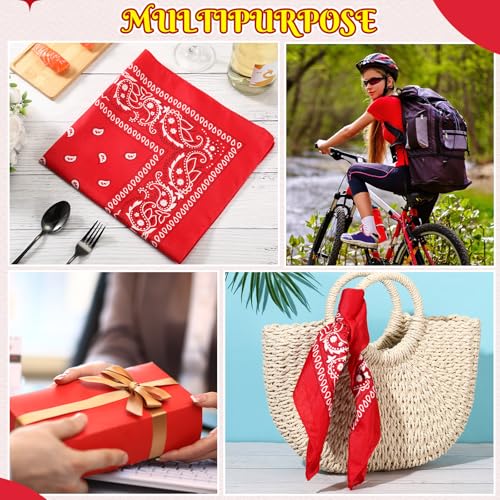 Bandanas Scarf with Leather Ring Floral Buckle Paisley Bandana Headwear Western Scarf Gifts for Women Men Halloween - color: Red