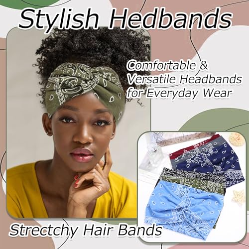 6 Pack Boho Headbands for Women African Wide Twist Turban Hair Wrap for Women Stretchy Non-Slip Yoga Sport Workout Non-slip Hair Bands Accessories - color: Multicolor-2
