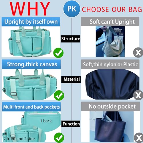ZHMO Canvas Tote Bag for Women,Women's Bags Crossbody Bags Work Laptop Tote Bag Large Handbags Purse for Travel Nurse Teacher - color: New Upgrade Plus Green With Compartments and Inner Cup Holder