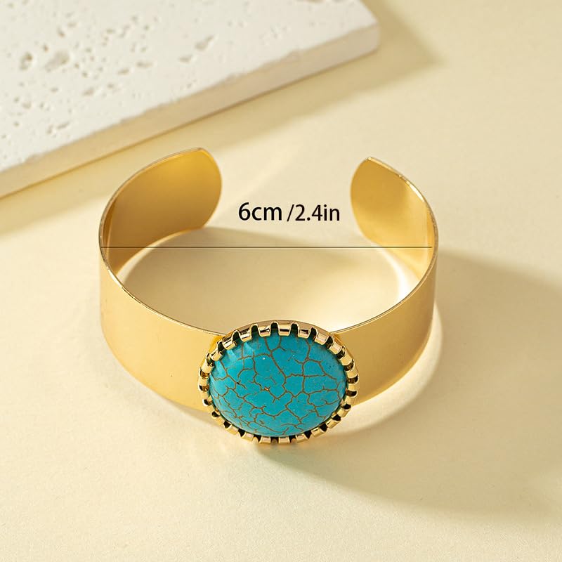 Western Bracelets for Women Vintage Chunky Turquoise Cuff Bracelet Turquoise Country Bracelets Adjustable Boho Cuff Bracelet Western Country Costume Jewelry Accessories - style: style6