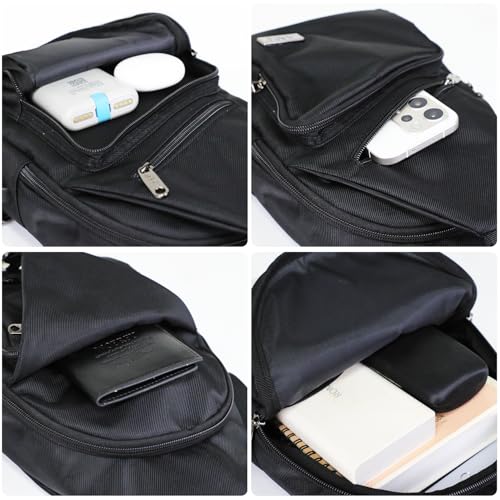 AMJ Crossbody Sling Bag Men Women, Casual Shoulder Backpack, Chest Daypack Satchel for Hiking Travel - color: Black, size: Large