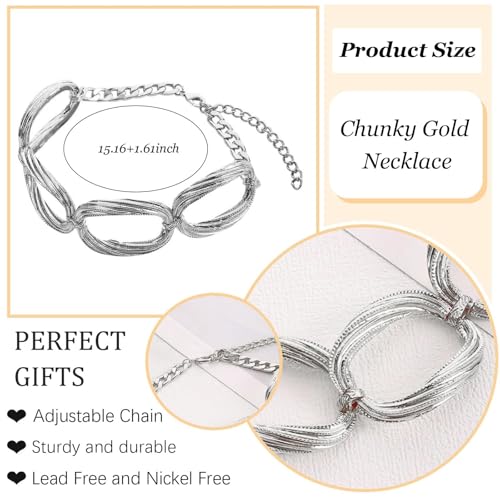 choice of all Chunky Gold Necklace Statement Necklace for Women Punk Chain Thick Gold Choker Jewelry Trendy Birthday Gifts - color: N2:chunky silver necklace