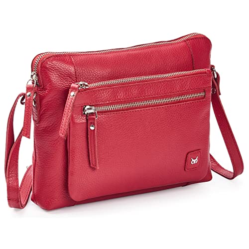 Leather Crossbody Bags for Women Small Soft Genuine Pebbled Sling Shoulder Handbag Crossover Purse with Full Adjustable Strap (Red Nappa) - color: Red Nappa