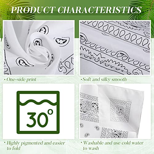 Handepo 150 Pcs Bandanas Bulk, Colorful Paisley Bandanas Unisex Head Wrap Scarf Cowboy Headband Handkerchief - color: White