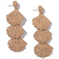 Boho Raffia Earrings Starfish Shell Seashell Dangle Drop Earrings Cute Statemnet Trendy Jewelry Summer Beach Outfits for Women - color: Sand, size: Shell