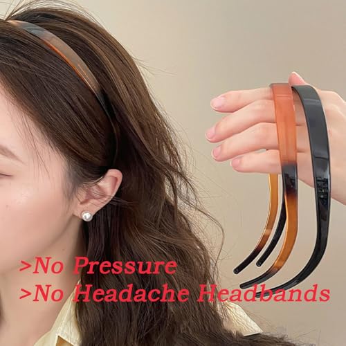 6 Pack Headbands Designed for Eyewear,Flex No Pressure Hairbands for Women Fashion Comfortable Plastic Headbands with Teeth-Bright Surface - color: Bright Surface-6 Colors