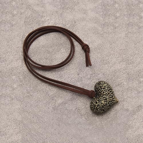Bohemian Women's Leather Long Pendant Necklace Sweater necklace Adjustable Retro Woven Handmade Jewelry - color: Leather heart-shaped necklace