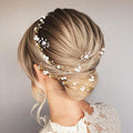 BEAYFILY Bridal Wedding Hair Vine,Extra Long Pearl and Crystal Beads Bride Head Piece,Silver Hair Accessories for Women and Girls (Golden) - color: Golden